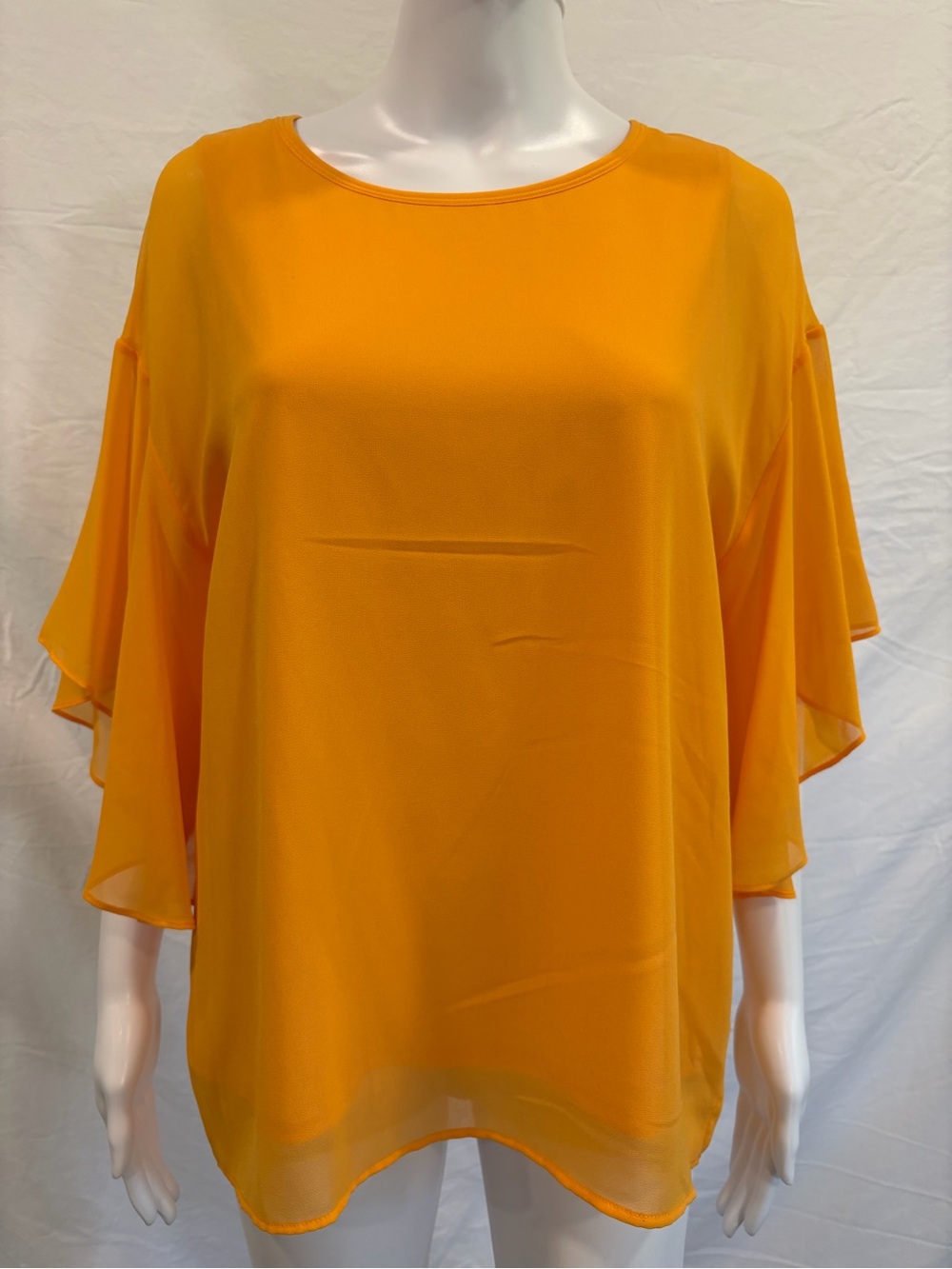Donna Karan Flutter-Sleeve Blouse in Mustard